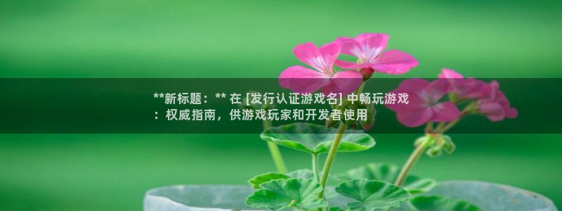 蓝狮技术有限公司招聘：**新标题：** 在 [发行认证游戏名] 中畅玩游戏
：权威指南，供游戏玩家和开发者使用
